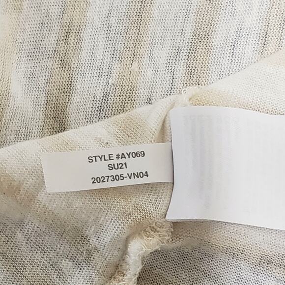 J. Crew Womens Relaxed Linen Long Sleeve Tee Tan White Sz XL Boxy Preppy Casual - Picture 8 of 13